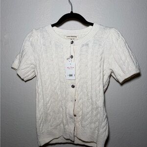 Lucky Brand Women's Cream Cable Knit Cardigan